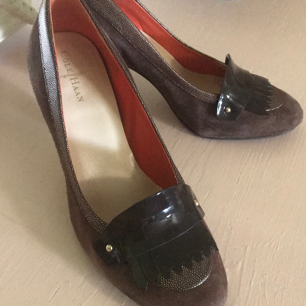 Cole Haan Oxford High Heels in Brown Suede